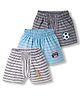 Bodycare Cotton Knit Striped & Sports Theme Printed Boxers Pack Of 3 - Grey Light Blue & Black