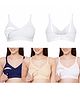 VParents Cotton Pack Of 3 Solid Non Padded Maternity Bras - White Blue & Nude