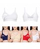VParents Cotton Pack Of 4 Solid Non Padded Maternity Bras - White Blue Nude & Red