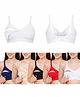 VParents Cotton Pack Of 5 Solid Non Padded Maternity Bras - White Blue Nude Red & Black