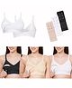 VParents Cotton Pack Of 3 Solid Non Padded Maternity Bras With Bra Extensions - White Blue & Nude