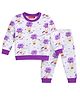 VParents Bamboo Muslin Knit Full Sleeves Hot Air Balloon Printed Coordinating Tee & Pajama Night Suit - Purple