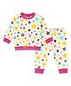 VParents Bamboo Muslin Knit Full Sleeves Stars Printed Coordinating Tee & Pajama Night Suit  - White