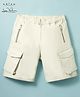 Arias Cotton Twill Elastane Woven Knee Length Solid Colour Shorts With Pocket Flap & Zipper  - Off White