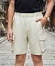 Arias Cotton Twill Elastane Woven Knee Length Solid Colour Shorts With Pocket Flap & Zipper  - Off White