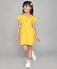 Little Angels Cotton Woven Half Sleeves Solid Dress - Mustard