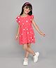 Little Angels Cotton Woven Frill Sleeves Celestial Printed Dress - Neon Pink