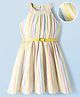 Hola Bonita Woven Sleeveless Textured Striped Dress With Belt - Multicolor