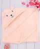 Simply Interlock Knit Hooded Towel with Bear Embroidery L 84 x B 84 cm - Peach