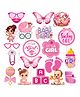 Zyozi Baby Showers Decorations Photo Booth Props for Baby Girl, Photo Booth for Mom to Be Shoot- Pink Pack of 20