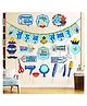 Zyozi Hindi Font Mundan Ceremony Decorations Items Photo Booth Props & Paper Banner - Blue (Pack of 20)