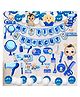 Zyozi My First Hair Cut Decorations Item for Baby Boy Banner, Balloons, PhotoBooth, Swirls & Cardstock- Blue & White (Pack Of 54)