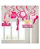 Zyozi Pink Mundan Ceremony Hanging Swirls, Mundan Ceremony Decorations Swirls for Baby Girl - Pack Of 6