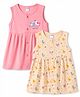 Tango Single Jersey Knit Sleeveless Birds Printed Frocks Pack Of 2 - Pink & Beige