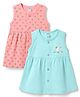 Tango Single Jersey Knit Sleeveless Floral & Birds Printed Frocks Pack Of 2 - Pink & Aqua Blue