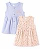 Tango Single Jersey Knit Sleeveless Floral Printed Frocks Pack Of 2 - Light Blue & Beige