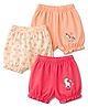 Tango Single Jersey Knit Bloomers With Unicorn & Rainbow Print Pack of 3 - Light Orange Dark Pink & Beige