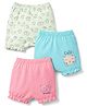 Tango Single Jersey Knit Bloomers With Cat Print Pack of 3 - Pink Light Green & Blue