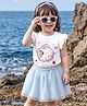 Babyhug Disney Single Jersey Knit Half Sleeves Top & Skirt Set with Disney Princess Graphics & Sequin Detailing - Multicolor