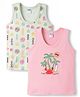 Tango Single Jersey Knit Sleeveless Vests With Tropical Theme Pack of 2 - Light Pink & Light Green