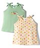 Tango Single Jersey Knit Sleeveless Slips with Floral & Fruit Print Pack of 2 - Green & Cream