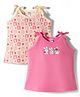 Tango Single Jersey Knit Sleeveless Slips with Bunny Print Pack of 2 - Pink & Cream