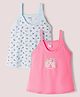 Tango Single Jersey Knit Sleeveless Rainbow & Butterfly Printed Slips Pack Of 2 - Pink & Light Blue