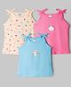 Tango Single Jersey Knit Sleeveless Bunny & Floral Printed Slips Pack Of  3 - Pink Light Blue & Cream