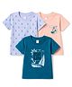 Tango Single Jersey Knit Half Sleeves T-Shirts With Nautical Print Pack of 3 - Peach Light Blue & Navy Blue