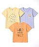 Tango Single Jersey Knit Half Sleeves T-Shirts With Jungle Safari Theme Pack of 3 - Orange Sky Blue & Yellow