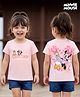 Babyhug Disney Cotton Knit T-Shirt Half Sleeves Minnie and Friends Front and Back Print Pink 4-5 Years