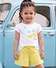 Babyoye Single Jersey Knit Half Sleeves T-Shirt & Shorts Set with Floral Print - White & Light Yellow