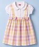 Babyhug Single Jersey Knit Half Sleeves Checked Frock With Bow Applique - White