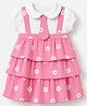 Babyhug Single Jersey Knit Frock with Half Sleeves and Floral Print - Pink
