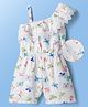 Mark & Mia Cotton Woven Sleeveless Butterfly Printed Jumpsuit with Lace Detailing - White