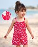 Mark & Mia Cotton Woven Sleeveless Jumpsuit with Heart & Polka Dot Print - Red