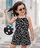 Mark & Mia Cotton Woven Sleeveless Jumpsuit with Heart Print & Bow Applique - Black