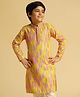 KISAH Cotton Blend Woven Full Sleeves Leaf Printed Mirror Detailed Kurta - Yellow