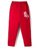 Taeko Single Jersey Knit Full Length Text Printed Lounge Pant - Red