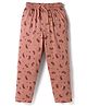 Taeko Single Jersey Knit Full Length Numbers Printed Lounge Pant - Brown