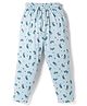 Taeko Single Jersey Knit Full Length Numbers Printed Lounge Pant - Light Blue