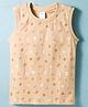 Taeko Single Jersey Knit Sleeveless Tank T-Shirt With Music Print - Peach