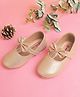 Mine Sole Bow Applique Detailed Velcro Closure Ballerinas - Rose Gold