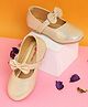 Mine Sole Bow Applique Detailed Velcro Closure Ballerinas - Golden