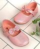 Mine Sole Bow Applique Detailed Velcro Closure Ballerinas - Pink Colour