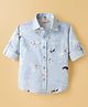 Rikidoos Cotton Woven Full Sleeves Shirt with Floral Print - Light Blue