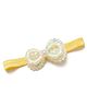 Bhoomi Collection Pearl & Sequin Embellished Bow Applique Detailed Headband - Yellow