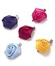 Bhoomi Collection Set Of 5 Ribbon Rose Applique Detailed Alligator Hair Clips - Multi Colour