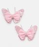 Bhoomi Collection Glitter Embellished Butterfly & Bow Applique Detailed Alligator Hair Clips - Light Pink