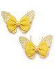 Bhoomi Collection Butterfly & Bow Applique Glitter Detailed Alligator Hair Clips - Yellow